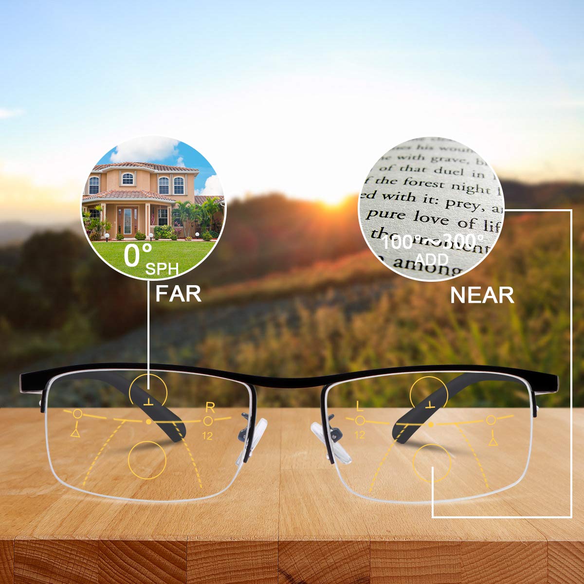 Glosrity Titanium progressive far and near dual-use reading glasses-SE